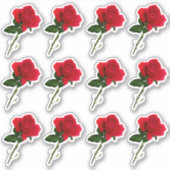 Sticker longue tige rouge feuille rose (Devant)