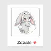Sticker Looking Back Bunny - Adorable Fluffy Rabbit Kawaii (Feuille)