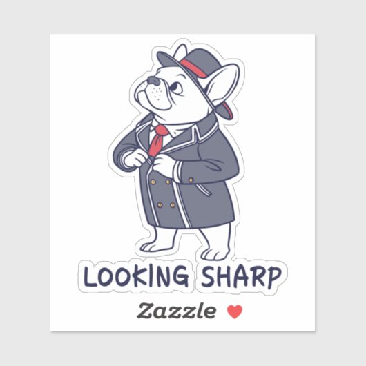 Sticker Looking Sharp Dapper French Bulldog Funny Laptop S (Feuille)