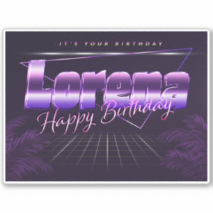Sticker Lorena Prénom lila retro