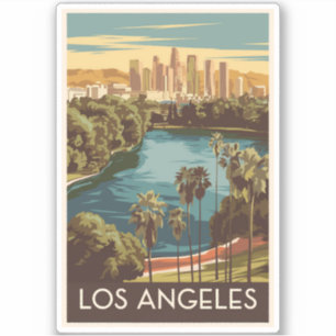 Sticker Los Angeles Echo Park Lake Travel Art Vintage