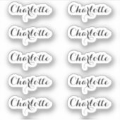 Sticker Lot de 10 | Nom du petit script élégant (Devant)