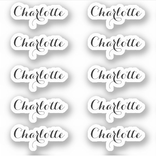 Sticker Lot de 10 | Nom du petit script élégant (Devant)