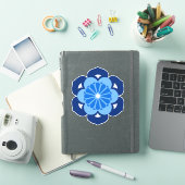 Sticker Lotus Flower Mandala, Indigo et bleu clair (Couverture iPad)