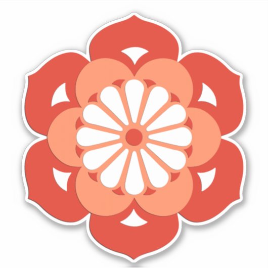 Sticker Lotus Flower Mandala, Pastel et Mandarin Orange (Devant)
