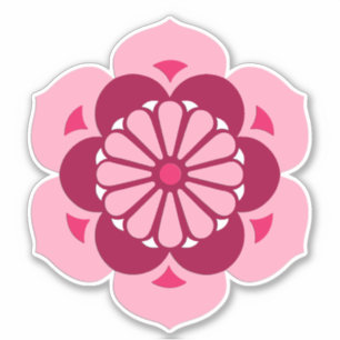 Sticker Lotus Flower Mandala, Pink, Fuchsia et Bourgogne