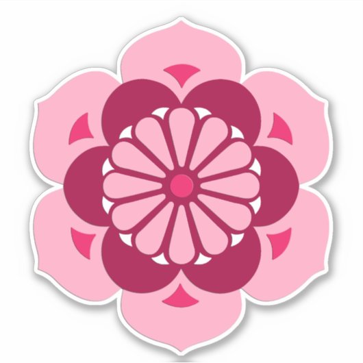 Sticker Lotus Flower Mandala, Pink, Fuchsia et Bourgogne (Devant)