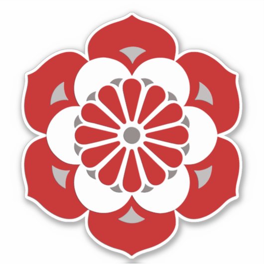 Sticker Lotus Flower Mandala, rouge foncé, gris et blanc (Devant)