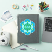 Sticker Lotus Flower Mandala, Sky Blue et Light Aqua (Couverture iPad)