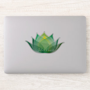 Sticker Lotus jaune vert Fleur Art Élégant Yoga unique