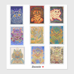 Sticker Louis Wain, 9 Peintures Psychédéliques Sur Chat,