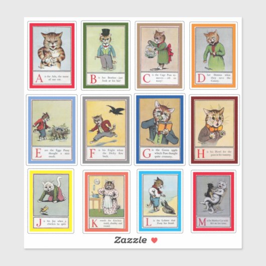 Sticker Louis Wain Alphabet Cats (A-M) (Feuille)