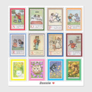 Sticker Louis Wain Alphabet Cats (N-U)