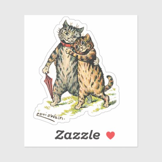 Sticker Louis Wain Cat Couple (Feuille)