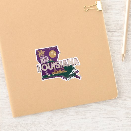 Sticker Louisiana Retro State Silhouette Vinyl Decal (Carnet)