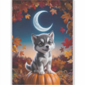 Sticker Loup adorable avec Crescent Moon Halloween Art (Devant)