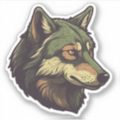 Sticker Loup adorable Grosse tête d'animal sauvage (Devant)