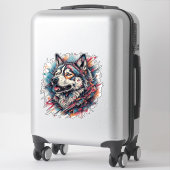 Sticker Loup avec des éléments géométriques et des couleur (Sur valise)
