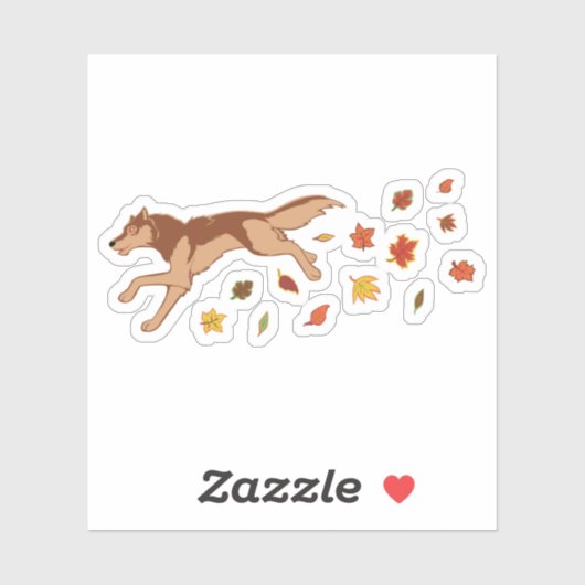 Sticker Loup d'automne (Feuille)