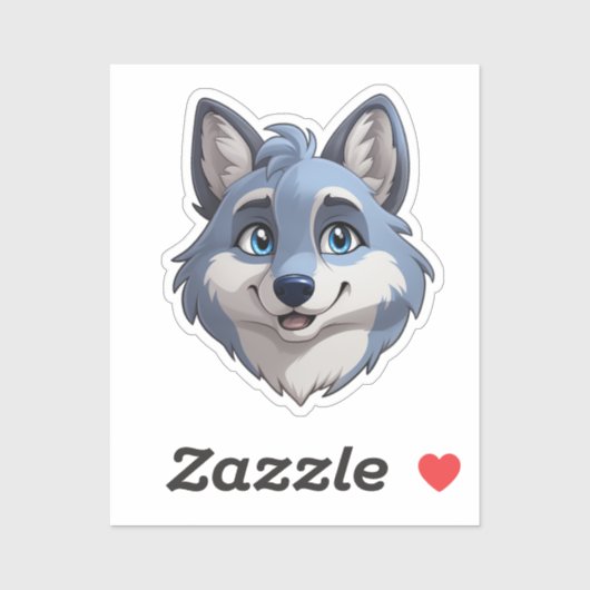 Sticker Loup de caricature (Feuille)