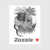 Sticker Loup et corbeau avec crâne (Feuille)
