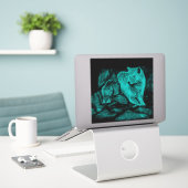 Sticker Loup et corbeau dans la nuit (Ordinateur portable sur le bureau)