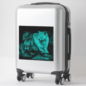 Sticker Loup et corbeau dans la nuit (Sur valise)