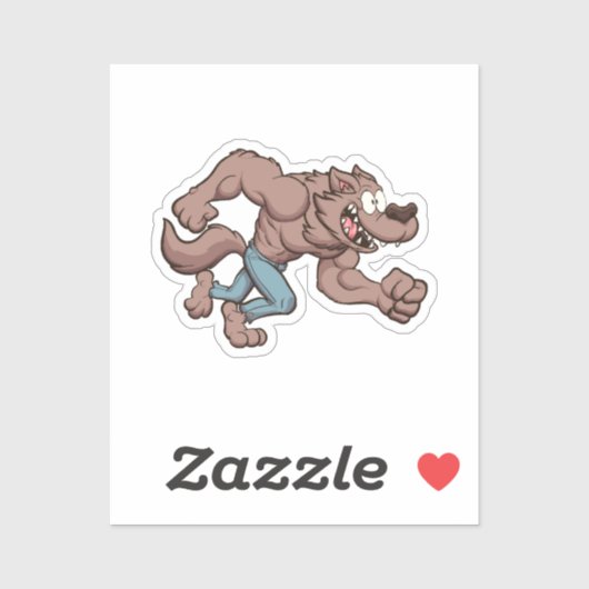 Sticker Loup-garou en course (Feuille)
