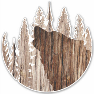 Sticker Loup-Howling En Bois Texturé
