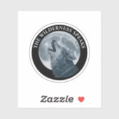 Sticker Loup hurlant et Lune (Feuille)