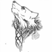 Sticker Loup noir de la tribu Howl (Devant)