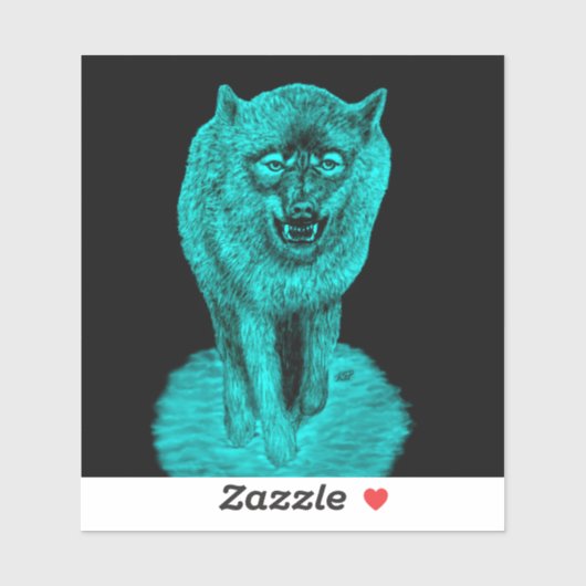 Sticker Loup noir en colère dans la nuit (Feuille)