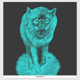 Sticker Loup noir en colère dans la nuit
