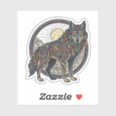 Sticker Loup Tribal (Feuille)