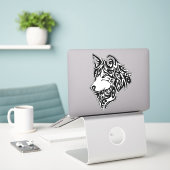 Sticker Loup tribal (Ordinateur portable sur le bureau)