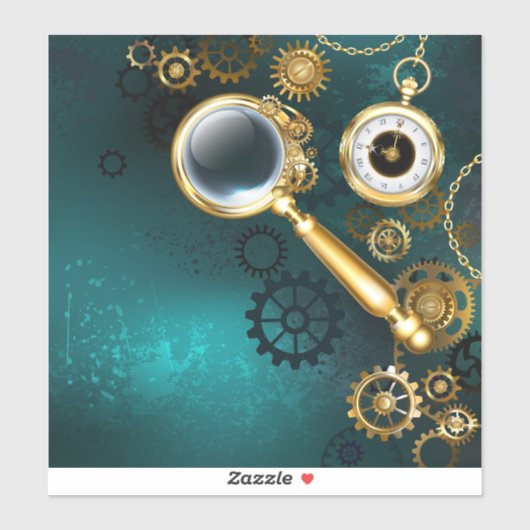 Sticker Loupe en style Steampunk (Feuille)