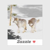 Sticker Loups en peinture sur neige - Art original de la f (Feuille)