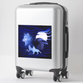 Sticker Loups et corbeau avec pleine lune (Sur valise)