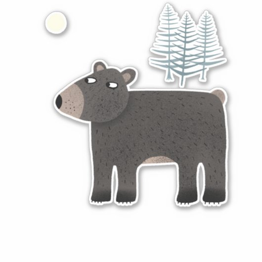 Sticker L'ours des arbres et de la lune (Devant)