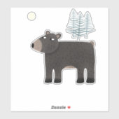 Sticker L'ours des arbres et de la lune (Feuille)