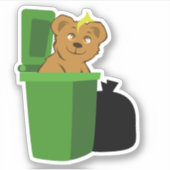 Sticker L'ours fait une descente dans la poubelle (Devant)