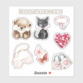 Sticker Loutre heureuse chat t'aime tellement (Feuille)