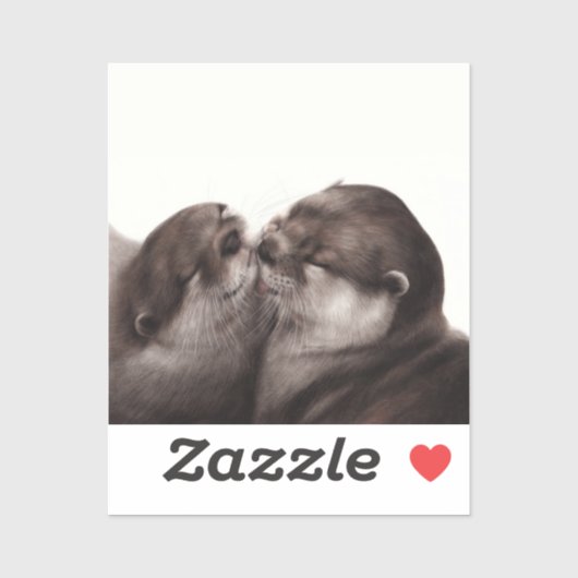 Sticker Loutres peintes à la main - Tender Moment Faune Ar (Feuille)