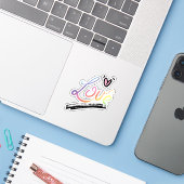 Sticker Love (Ordinateur portable avec iPhone)