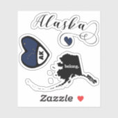 Sticker Love Alaska, 3 Designs Différents, Die Cut (Feuille)