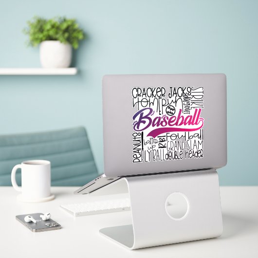 Sticker - Love Baseball - Baseball - (Ordinateur portable sur le bureau)