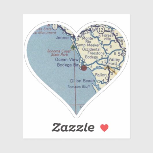 Sticker Love Bodega Bay CA (Feuille)