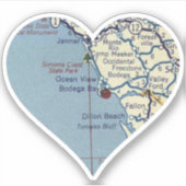 Sticker Love Bodega Bay CA (Devant)