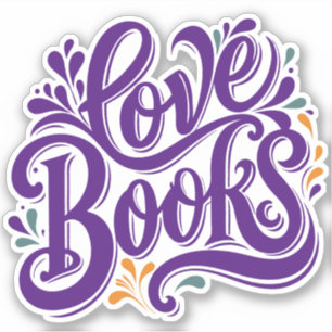 Sticker Love Books Calligraphie Coeur Design