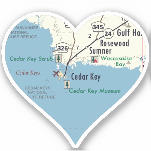Sticker Love Cedar Key Floride (Devant)